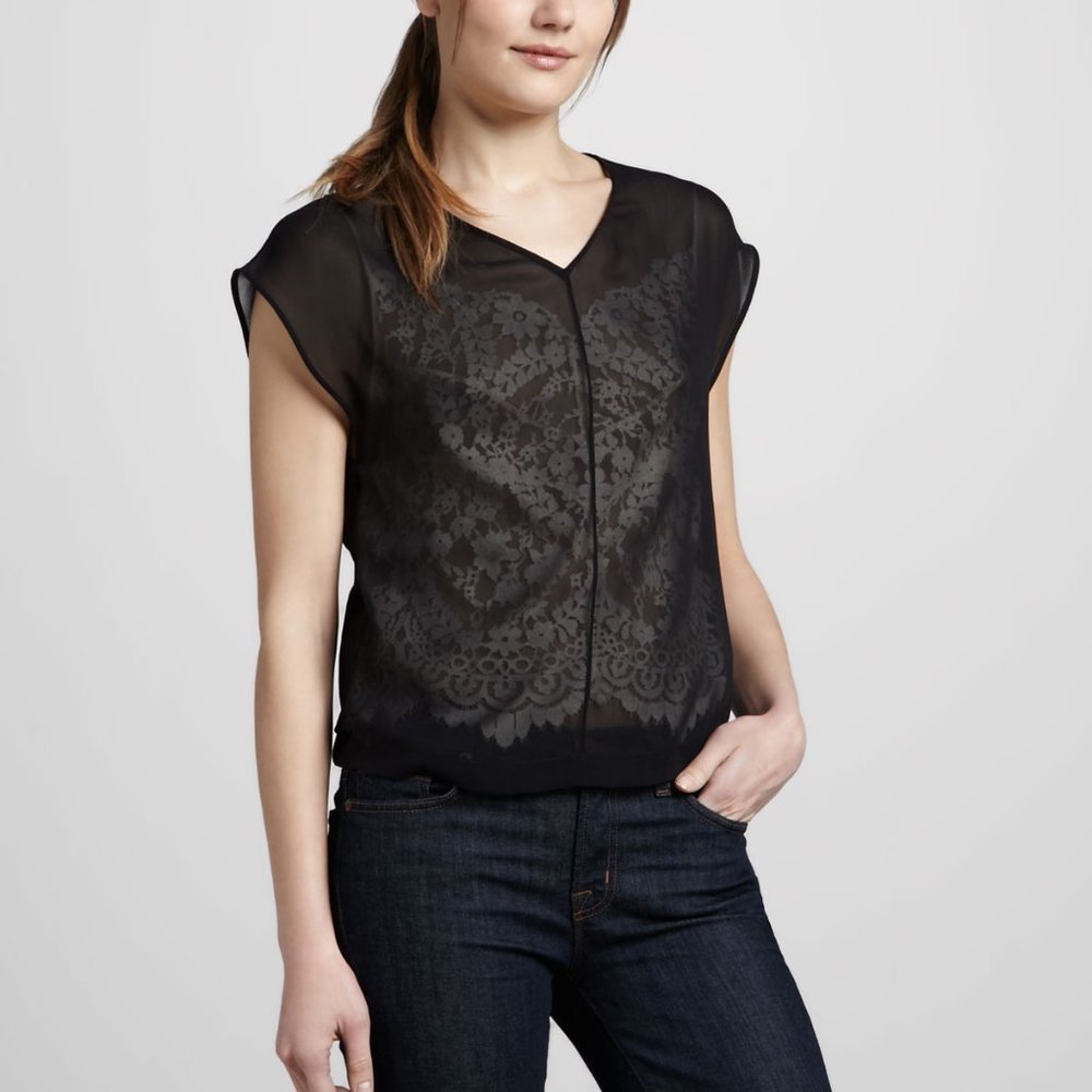 Robert Rodriguez Lace Underlay 2 Piece Top SZ 4